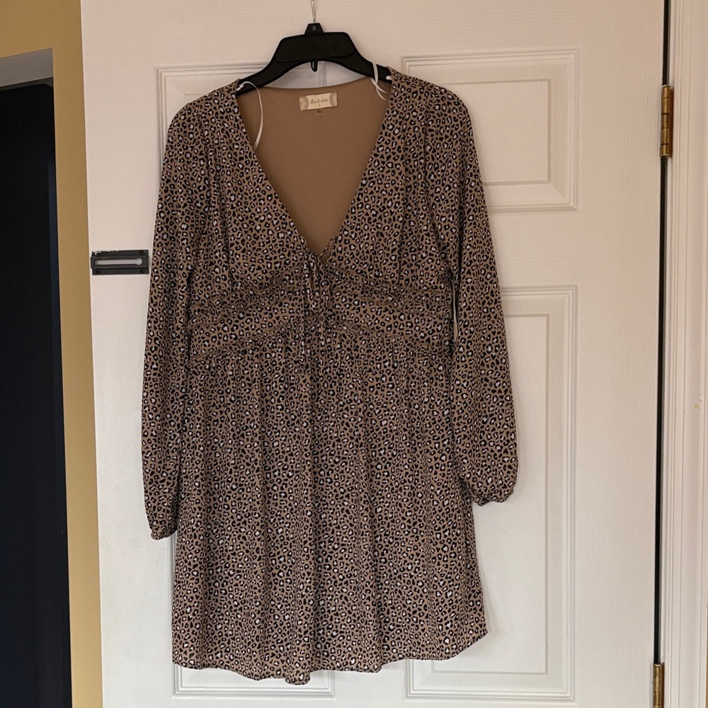 Altar'd State Long Sleeve Leopard Dress